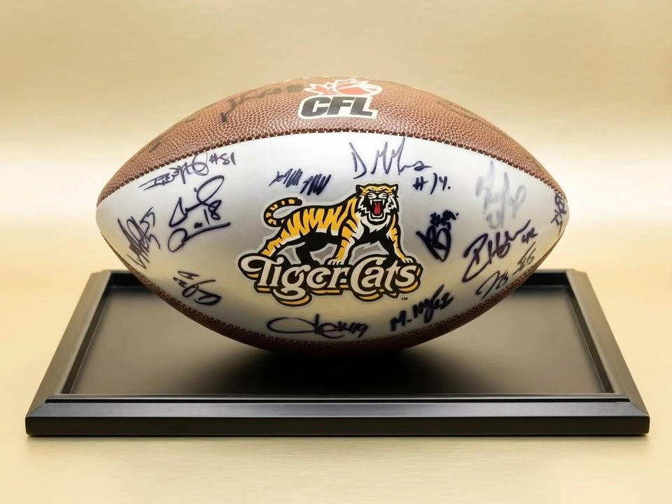 Autographed Hamilton Tiger-Cats CFL Football with Case - photo 4