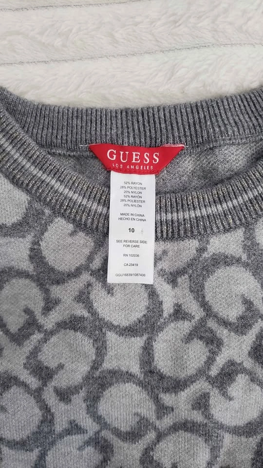 Girls' Grey Guess Sweater Dress - photo 3
