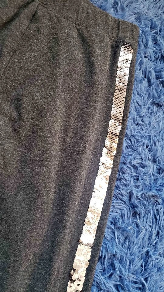 Girls Leggings with Sequin Stripe
