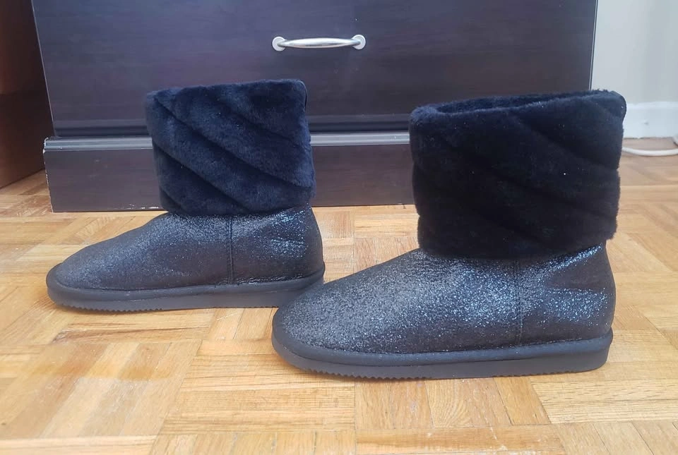 Girls Black Fur Glitter Boots - photo 2
