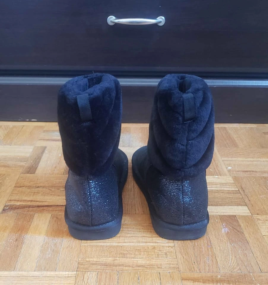Girls Black Fur Glitter Boots - photo 3