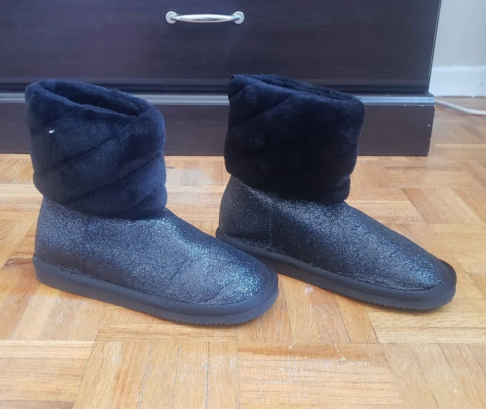 Girls Black Fur Glitter Boots - photo 4