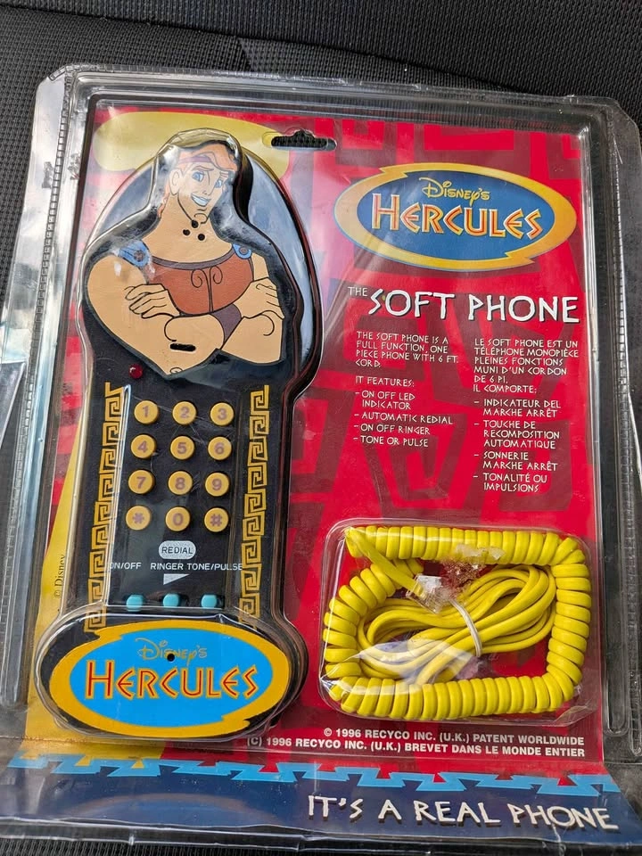 1996 Disney Hercules Recyco Soft Phone - Sealed New in Package