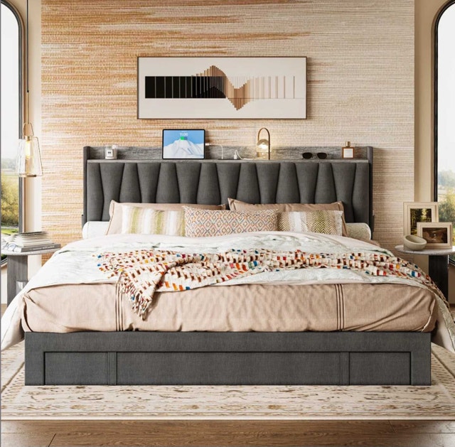 Queen Bed Frame Deilyn with Charging Station and 3 Drawers - photo 5