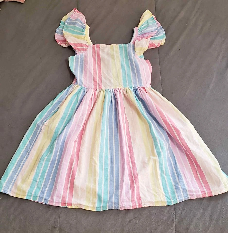 Girls' Rainbow Striped Dress