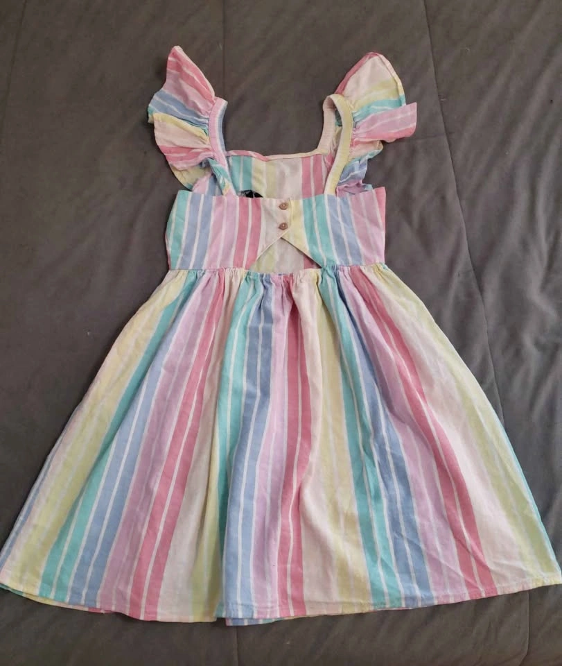 Girls' Rainbow Striped Dress - photo 5