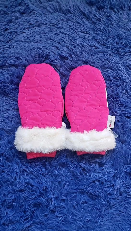 Girls' Pink Faux Fur Winter Mitts