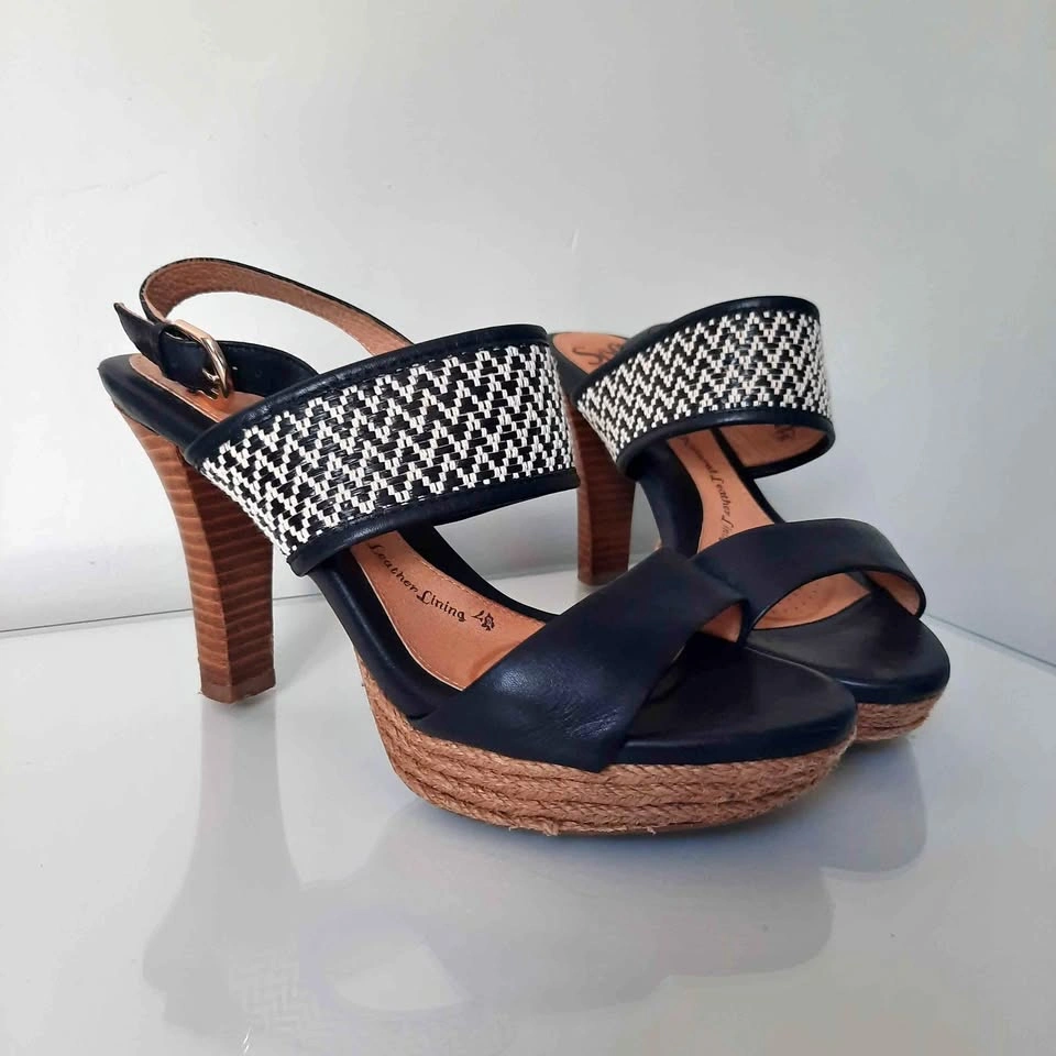 Leather heels - spadrille detail