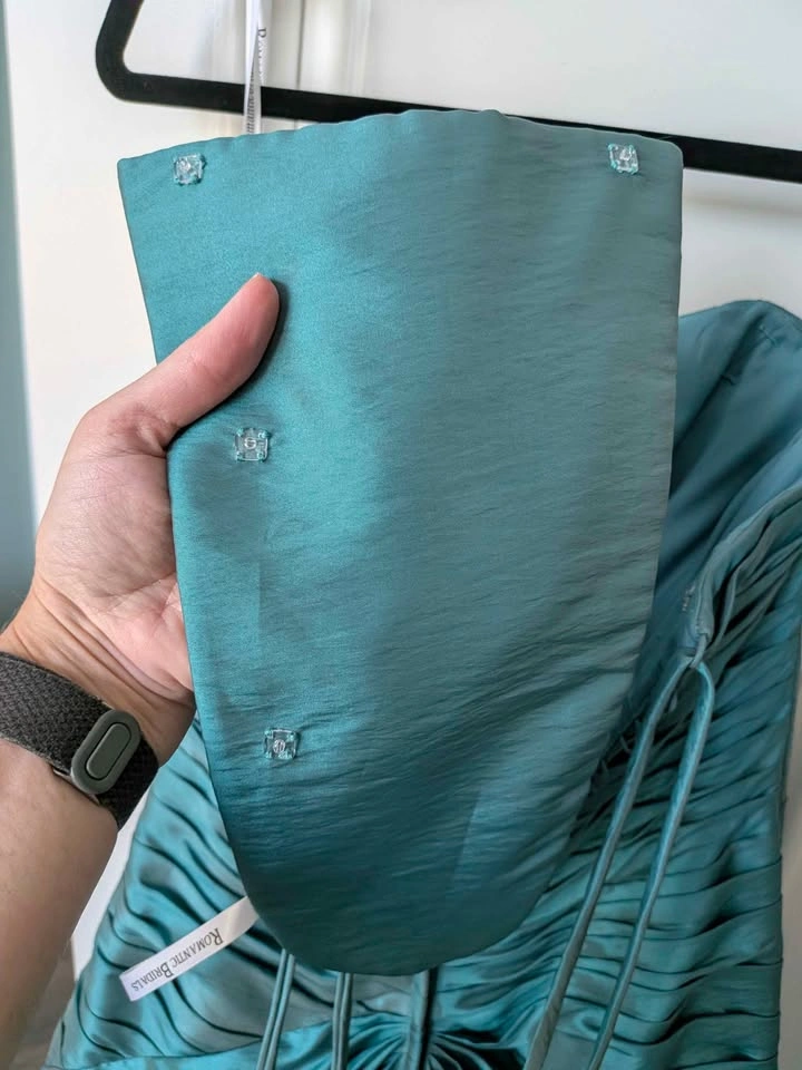 Teal Strapless Corset Back Evening Gown with Sequins - photo 4