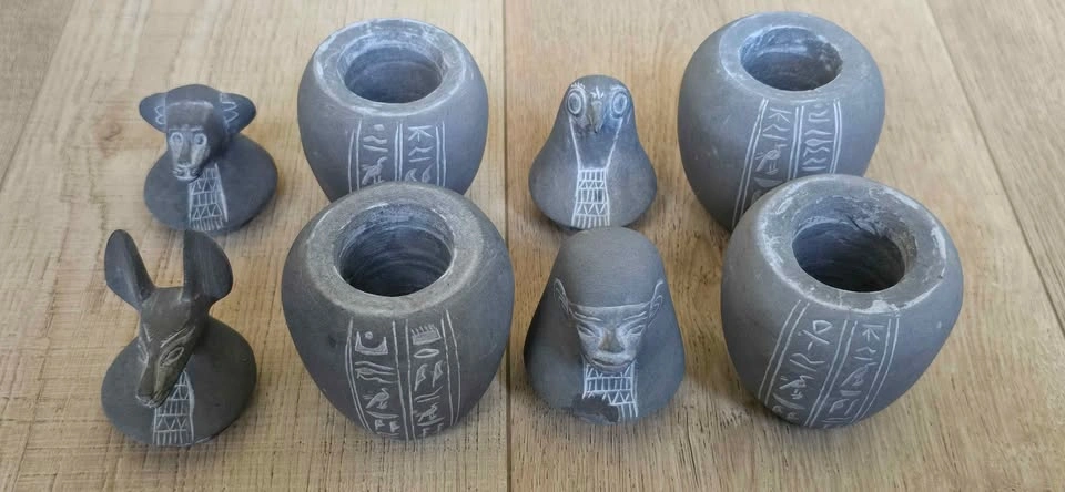 Set of 4 Egyptian Canopic Jars - photo 2