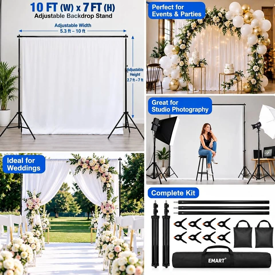 EMART 10×7 ft adjustable photography/event backdrop stand kit