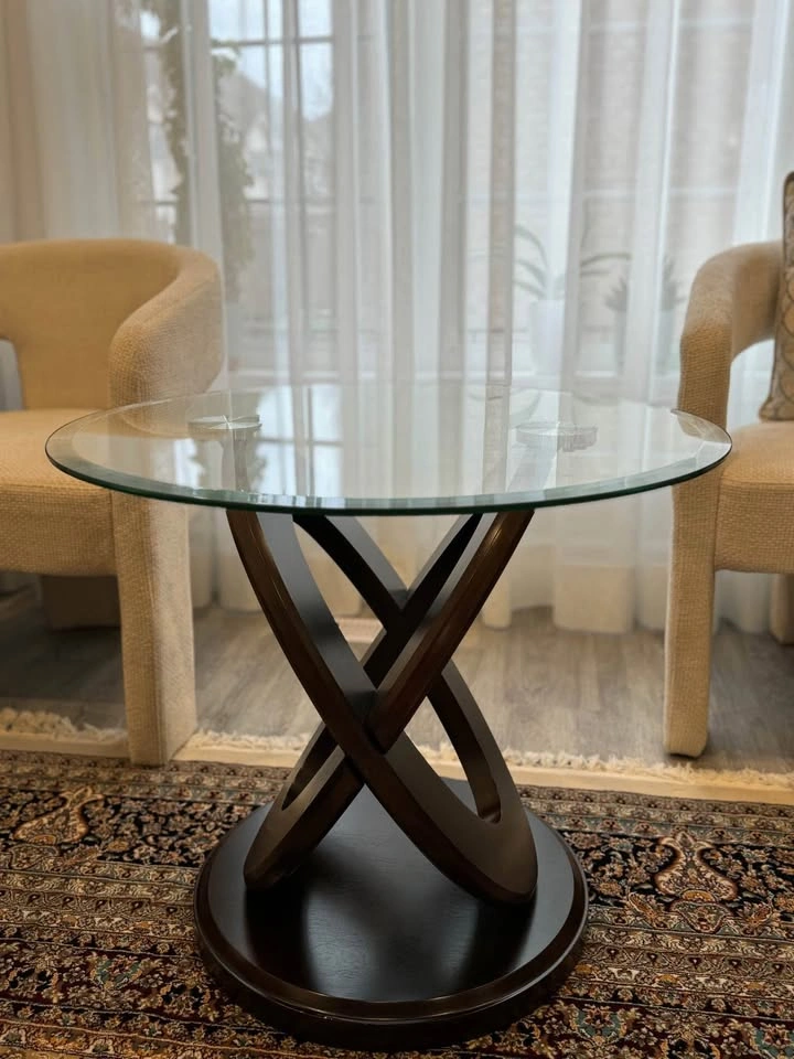 Set of 2 Glass Top End Tables - photo 3