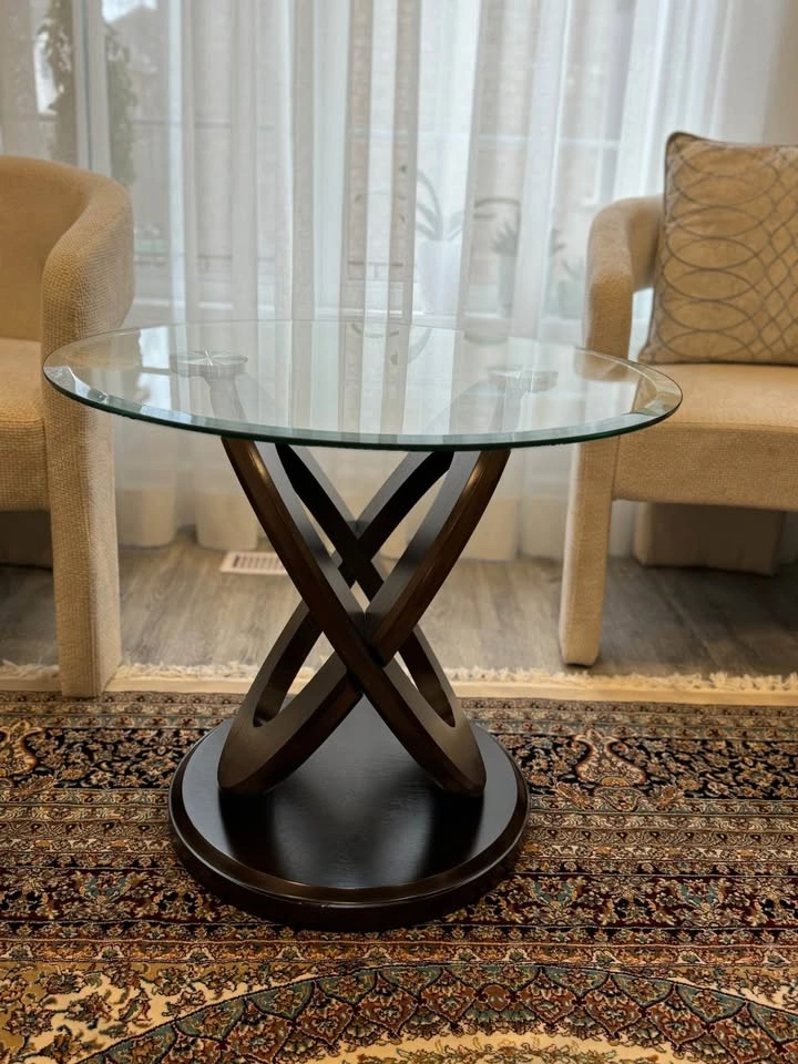 Set of 2 Glass Top End Tables - photo 5