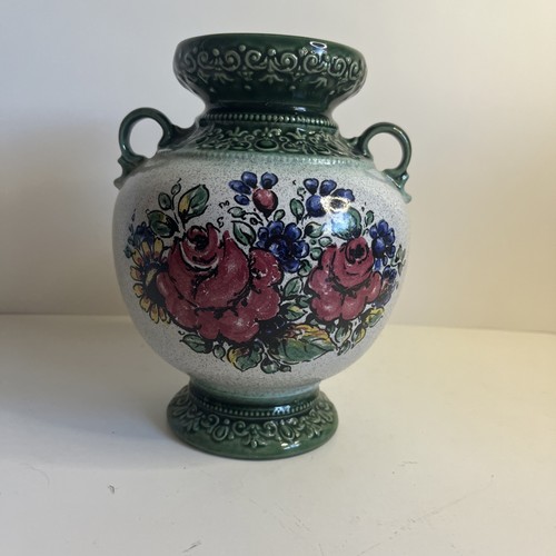 Vintage Marzi & Remy Urn Vase 1960s Pink Floral Model 4419