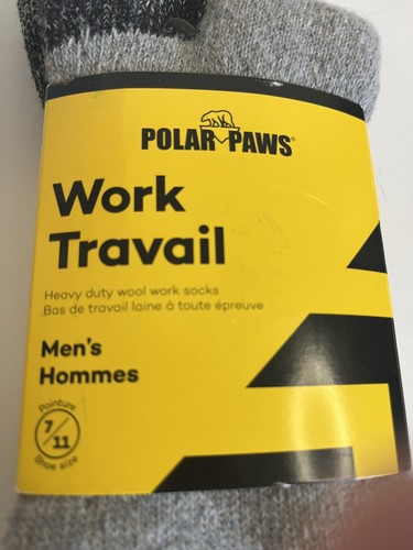Polar Paws Men's Heavy Duty Wool Work Socks. Size 7-11. New in P - photo 2
