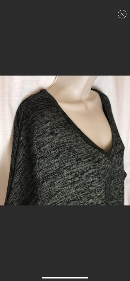 Leith Marled Olive Green V Neck Top - photo 2