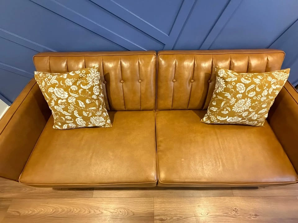 Modern Tan/Cognac Sofa – Convertible Backrest - photo 3