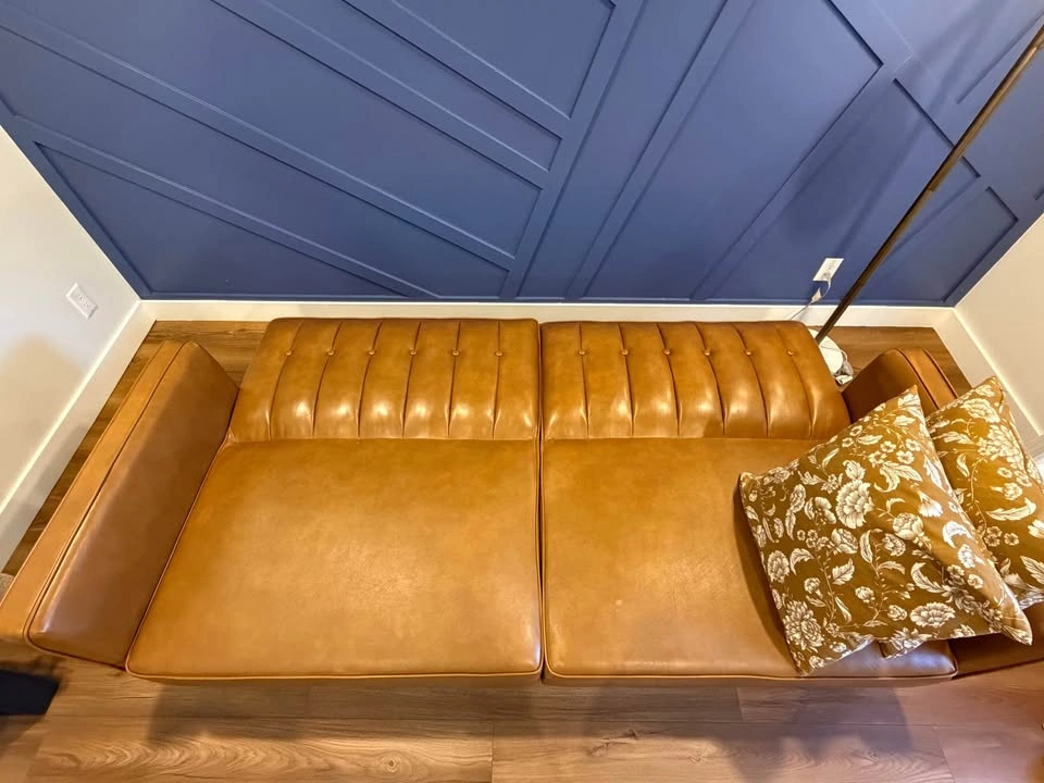 Modern Tan/Cognac Sofa – Convertible Backrest - photo 4