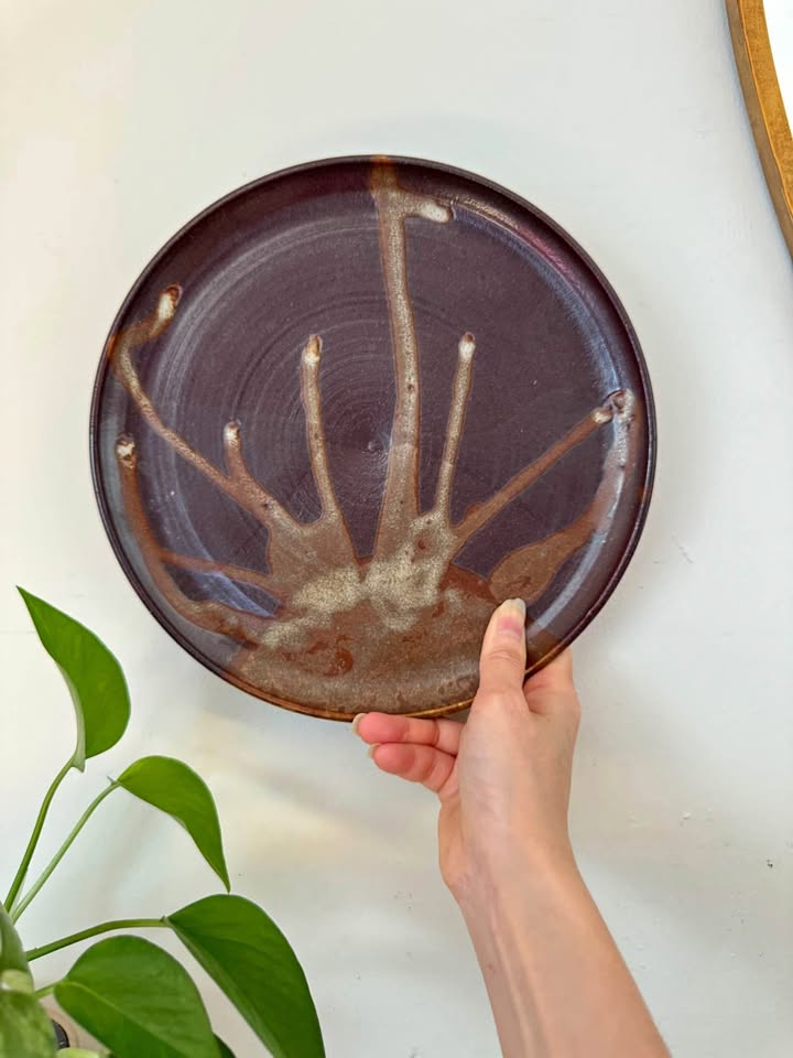 Vintage Leishman Pottery Plate - Brown Drip
