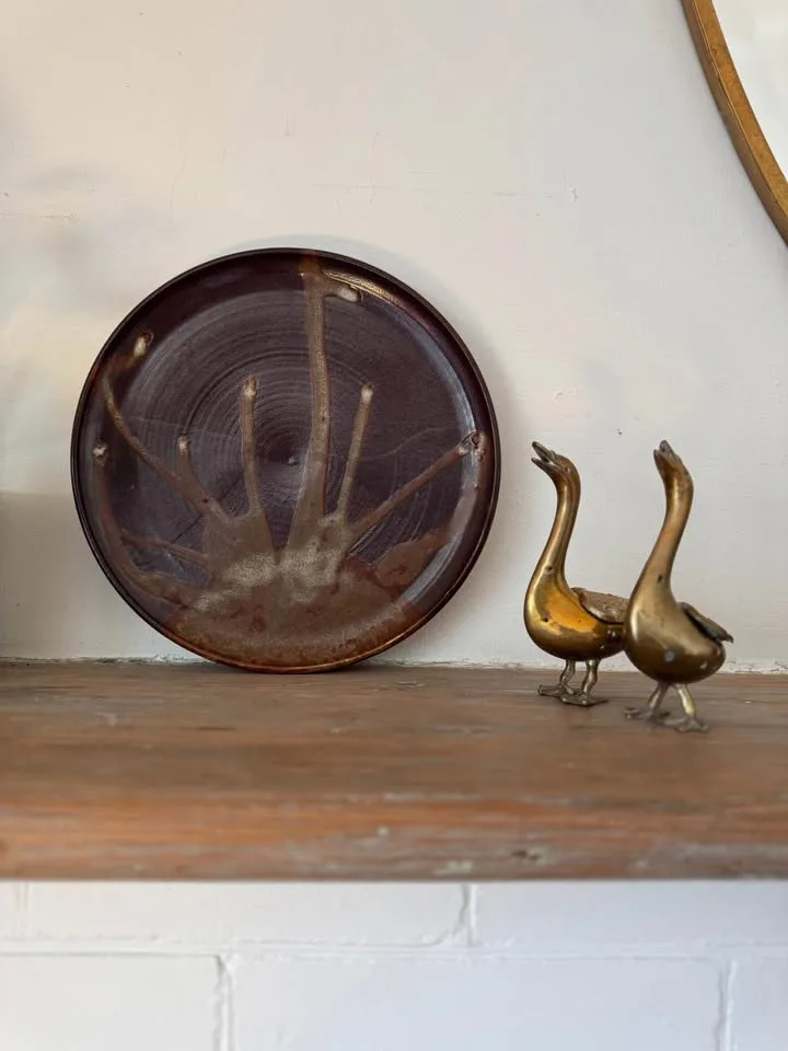 Vintage Leishman Pottery Plate - Brown Drip image indicator(2)