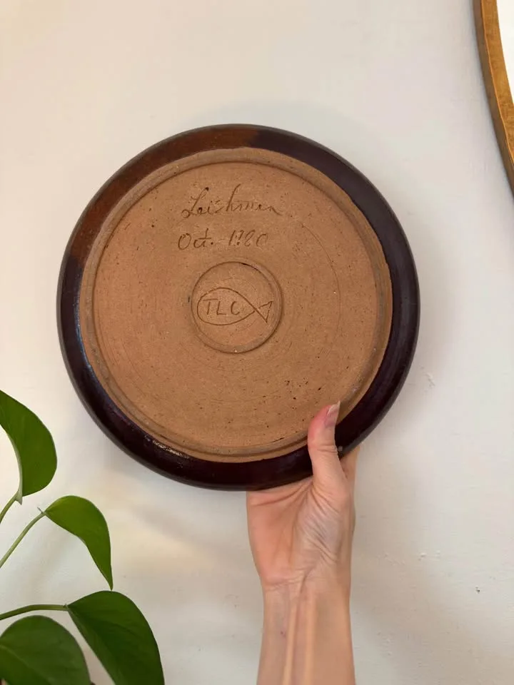 Vintage Leishman Pottery Plate - Brown Drip image indicator(3)