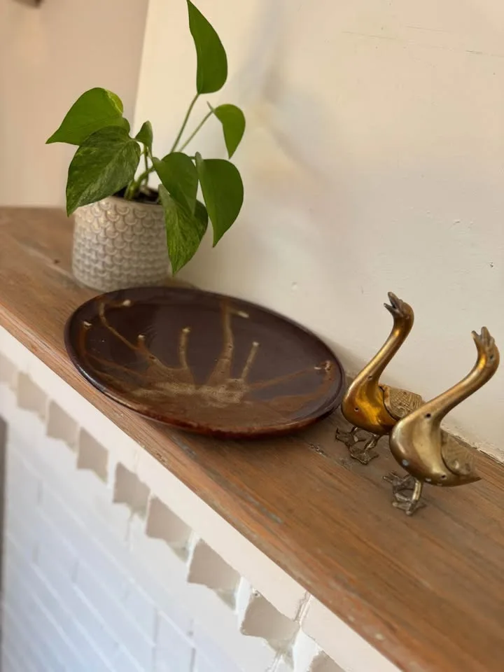 Vintage Leishman Pottery Plate - Brown Drip image indicator(4)