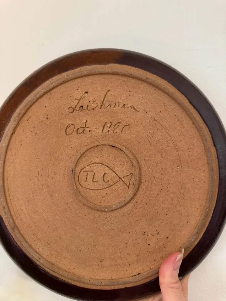 Vintage Leishman Pottery Plate - Brown Drip image indicator(7)