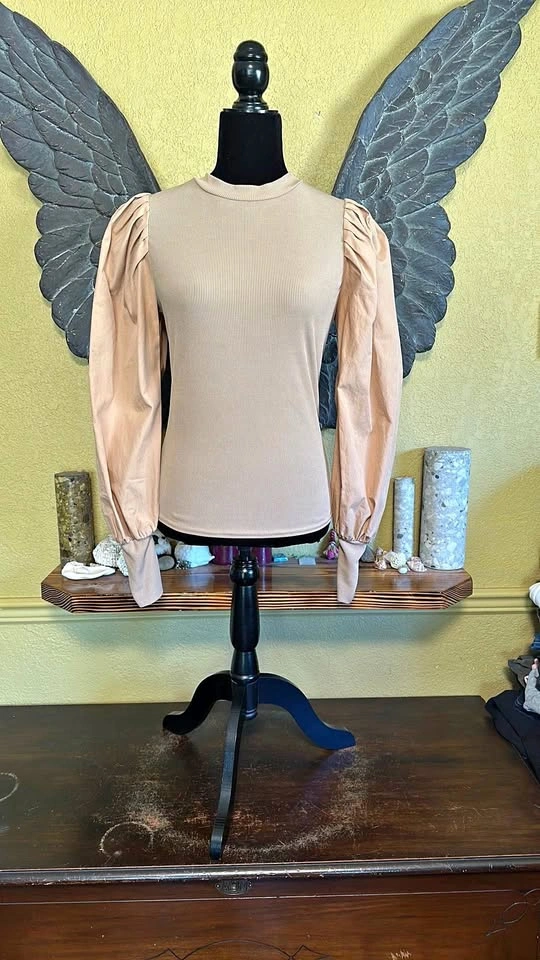New Look Beige Puff Sleeve Top