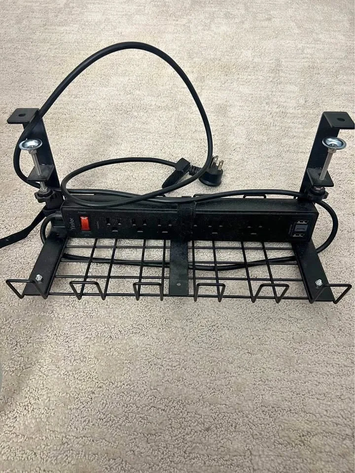 Yintor Under-Desk Cable Management Tray with Power Strip
