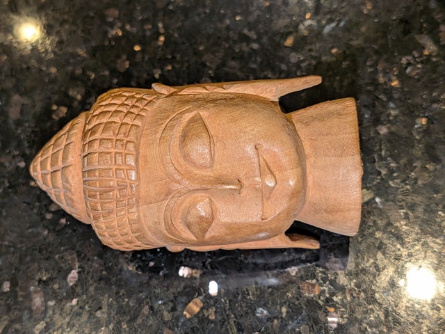 Hand-Carved Wooden Buddha Head - photo 2