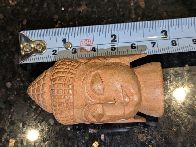 Hand-Carved Wooden Buddha Head - photo 3