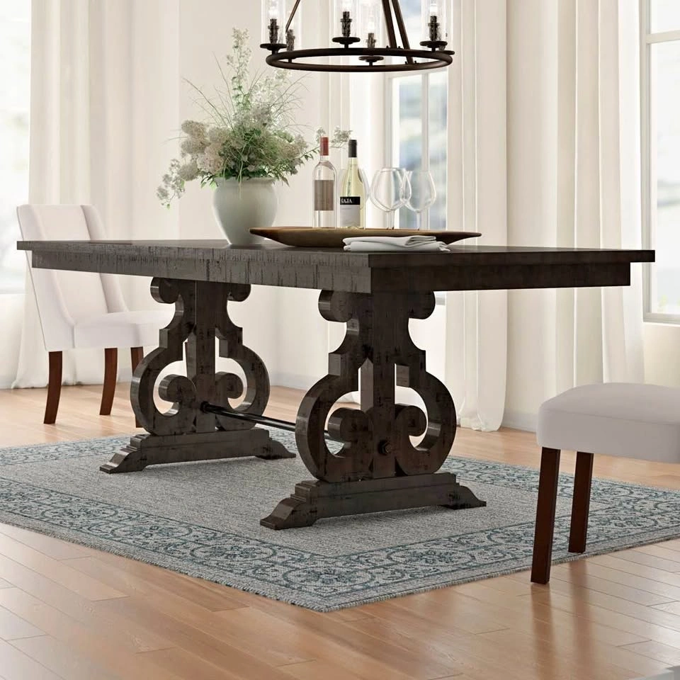 Solid wood Extendable Dining Table with 6 chairs