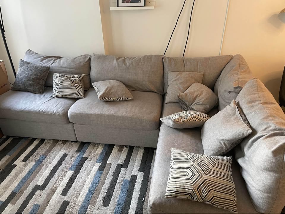 4-Piece Modular Sectional Couch - Light Grey - photo 3