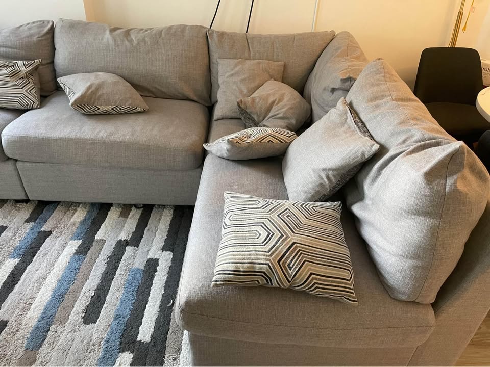 4-Piece Modular Sectional Couch - Light Grey - photo 4