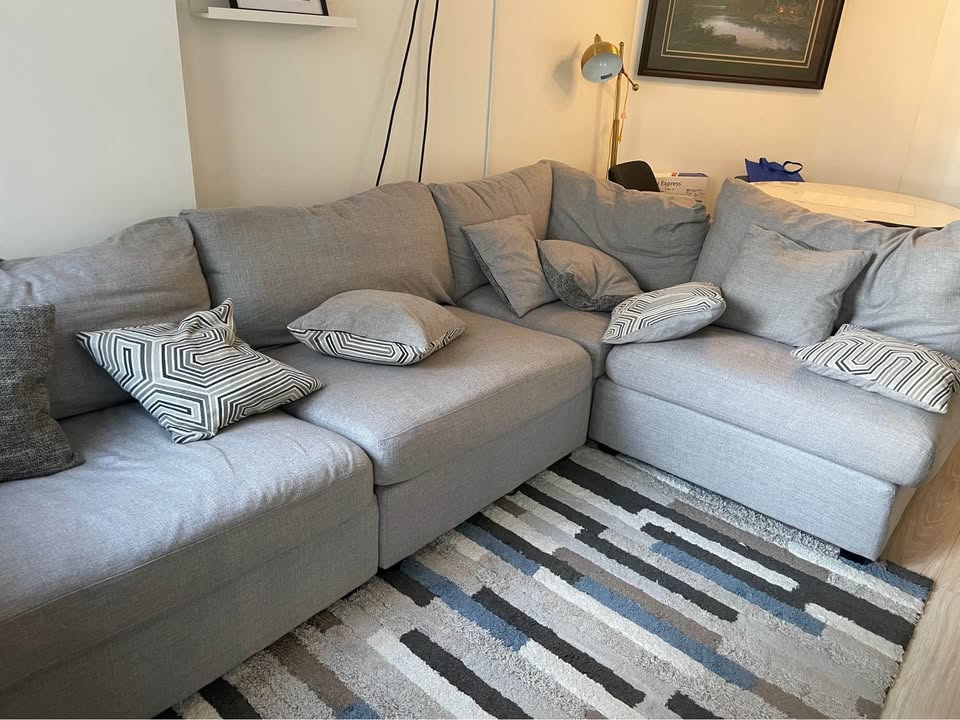 4-Piece Modular Sectional Couch - Light Grey - photo 5