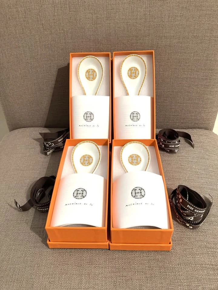 Hermes Mosaique au 24 Gold Soup Spoon Tableware - photo 2