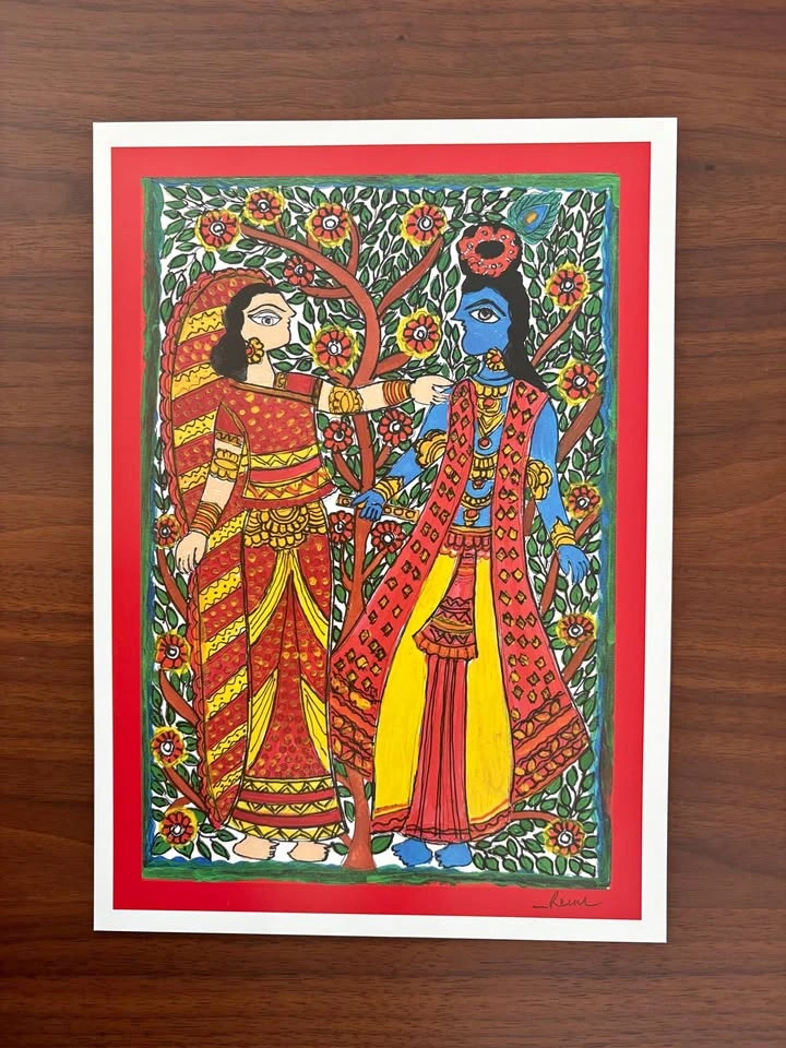 Madhubani Painting of Radha Krishna