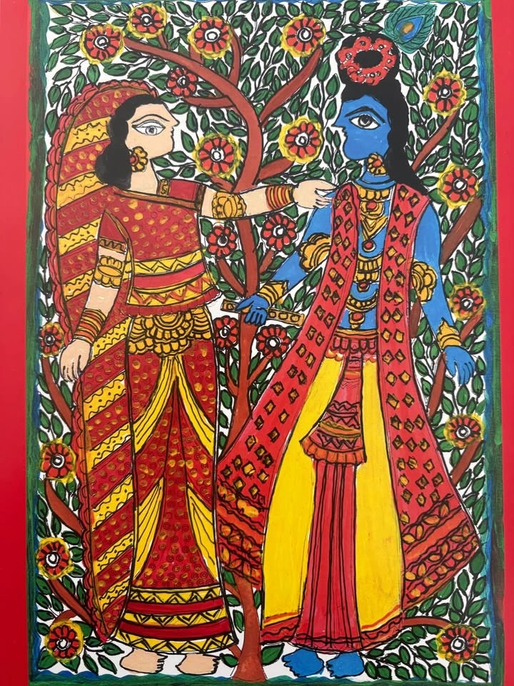 Madhubani Painting of Radha Krishna - photo 2