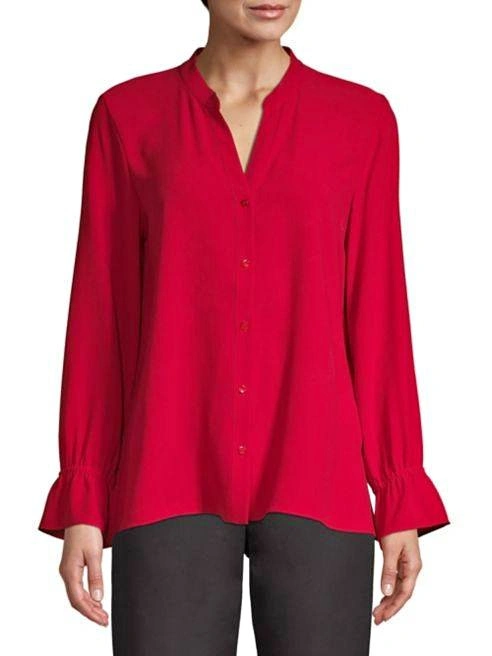 Brand New Eileen Fisher 100% Organic Silk Mandarin Collar Shirt