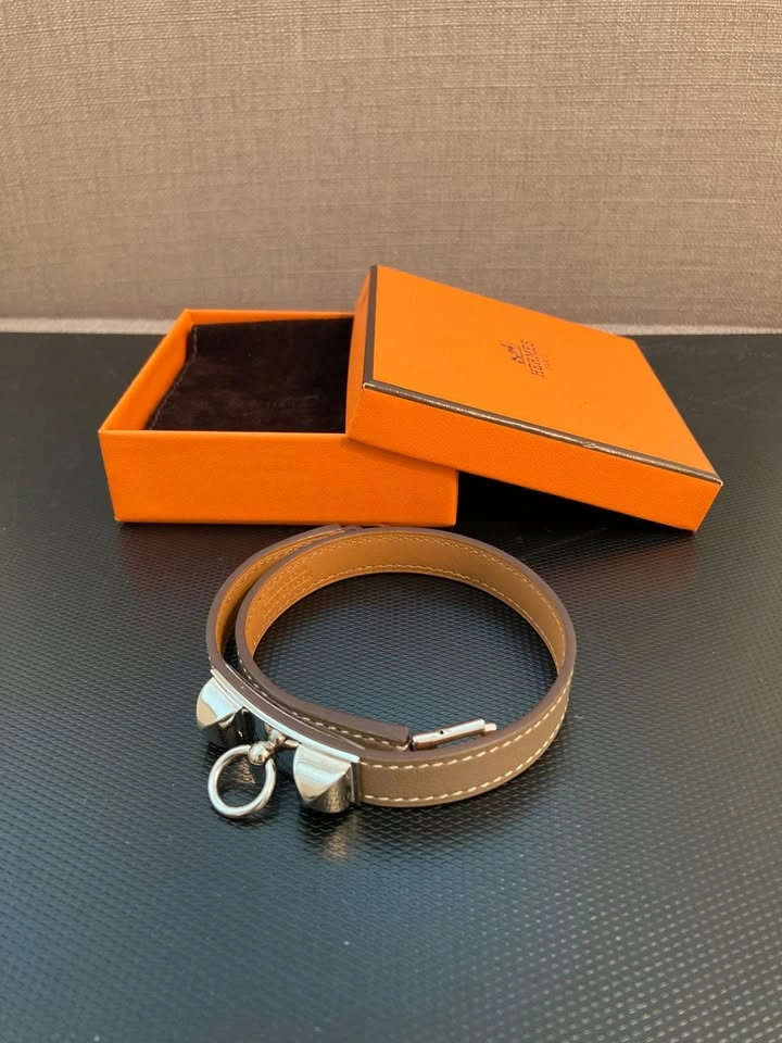 Like New Hermes Rivale Double Tour Leather Bracelet