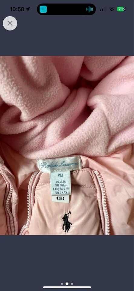 Ralph Lauren Down Baby Snowsuit 6-11 Months - photo 2