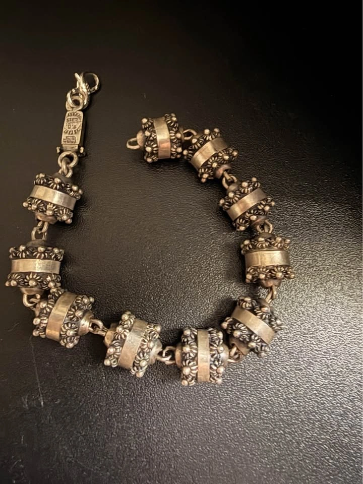 Sterling Silver Filigree Bead Link Bracelet - photo 2