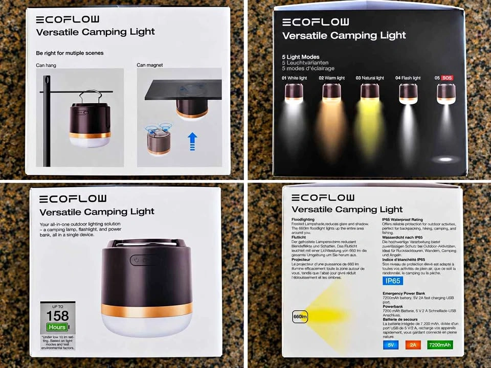 EcoFlow Rechargeable Camping Lantern – 660 Lumens – NEW