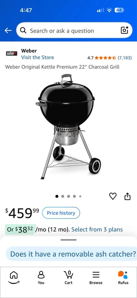 Weber Original Kettle Premium 22” Charcoal Grill - photo 4
