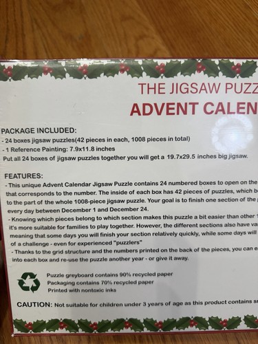 1008-Piece Christmas Advent Calendar Jigsaw Puzzle Set - photo 3