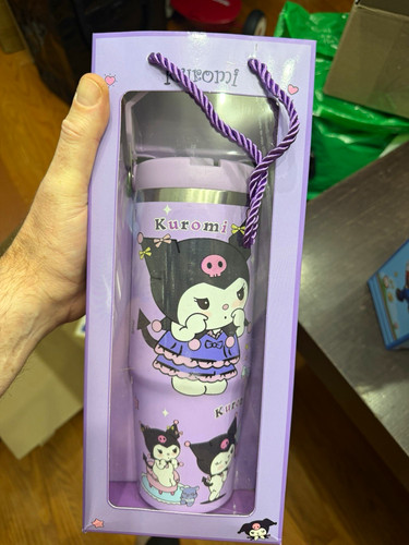 Sanrio Kuromi Purple Travel Tumbler w/ flip top and top handle