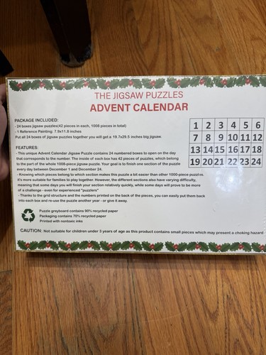 Jigsaw Puzzle Advent Calendar 2024 1008 Pieces 24-Day Christmas - photo 3