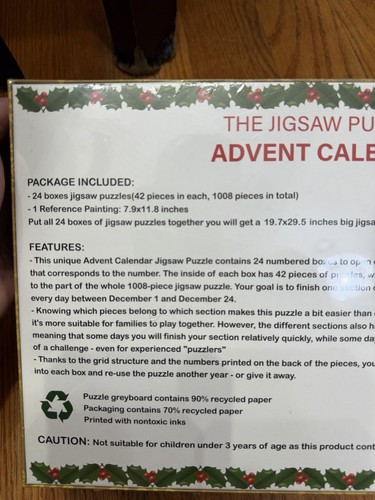 Jigsaw Puzzle Advent Calendar 2024 1008 Pieces 24-Day Christmas - photo 4