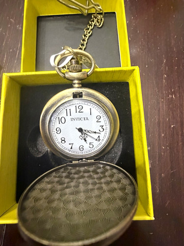 Invicta 79023 Full Hunter Pocket Watch Quartz White Dial