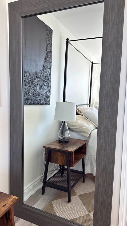 Large Dark Wood Grain Full Length Floor Mirror